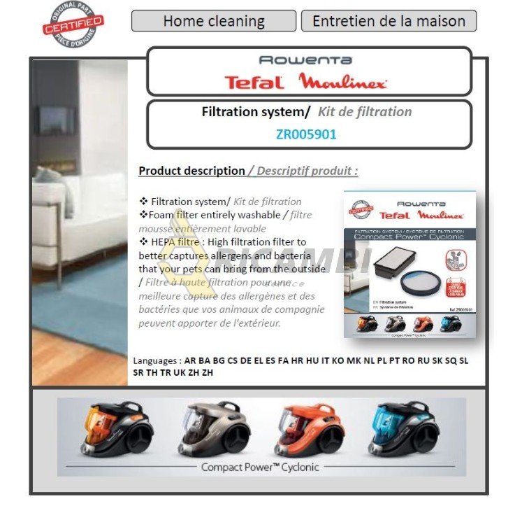 Set filtru hepa aspirator Rowenta cyclonic RO3718EA, RO3724EA, RO3731EA, RO3753EA, RO3758EA, RO3759EA, RO3786EA